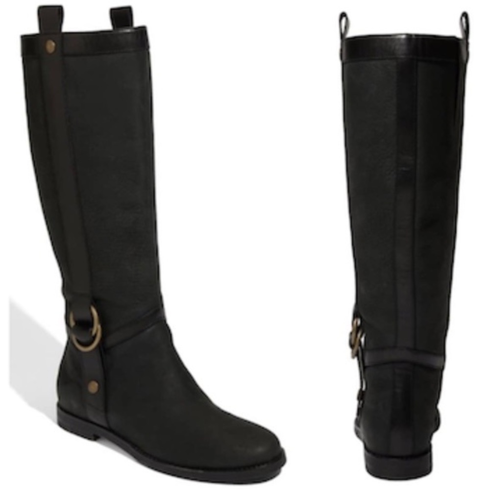 Cole Haan//Air Liberty Black Leather Riding Boots